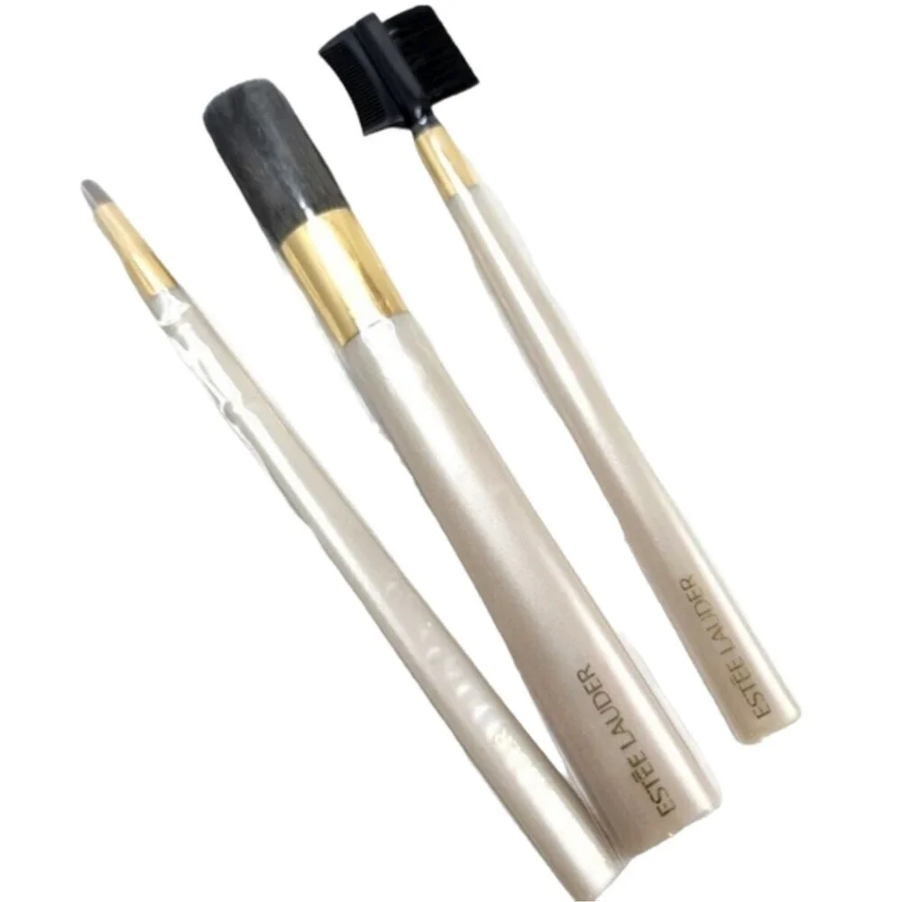 Estee Lauder NWOT Three‎ Piece Champagne Color 6 Inch Makeup Brush Set